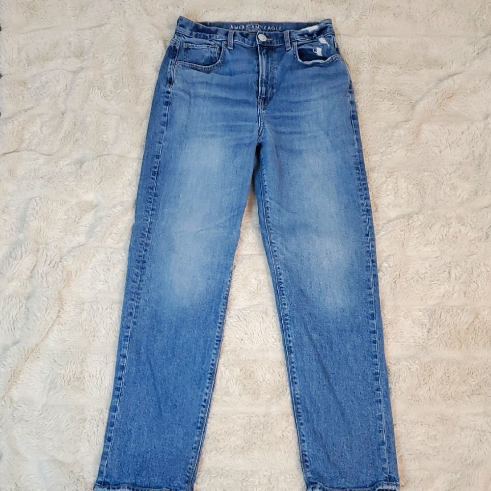 American Eagle Highest Rise 90s Boyfriend 6 Long Distressed
